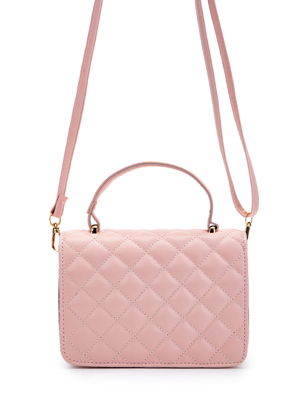 Sarı Gold Zincir Charm Detaylı Isabella Kadın Çapraz Çanta Pudra-4