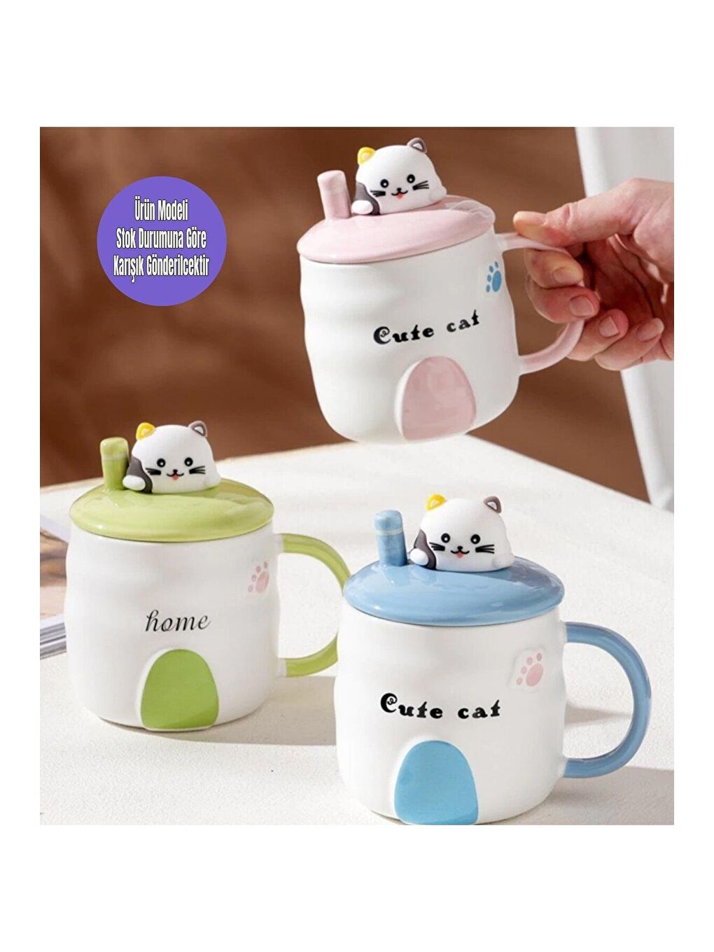 Karışık Renkli Panda Seramik Kupa