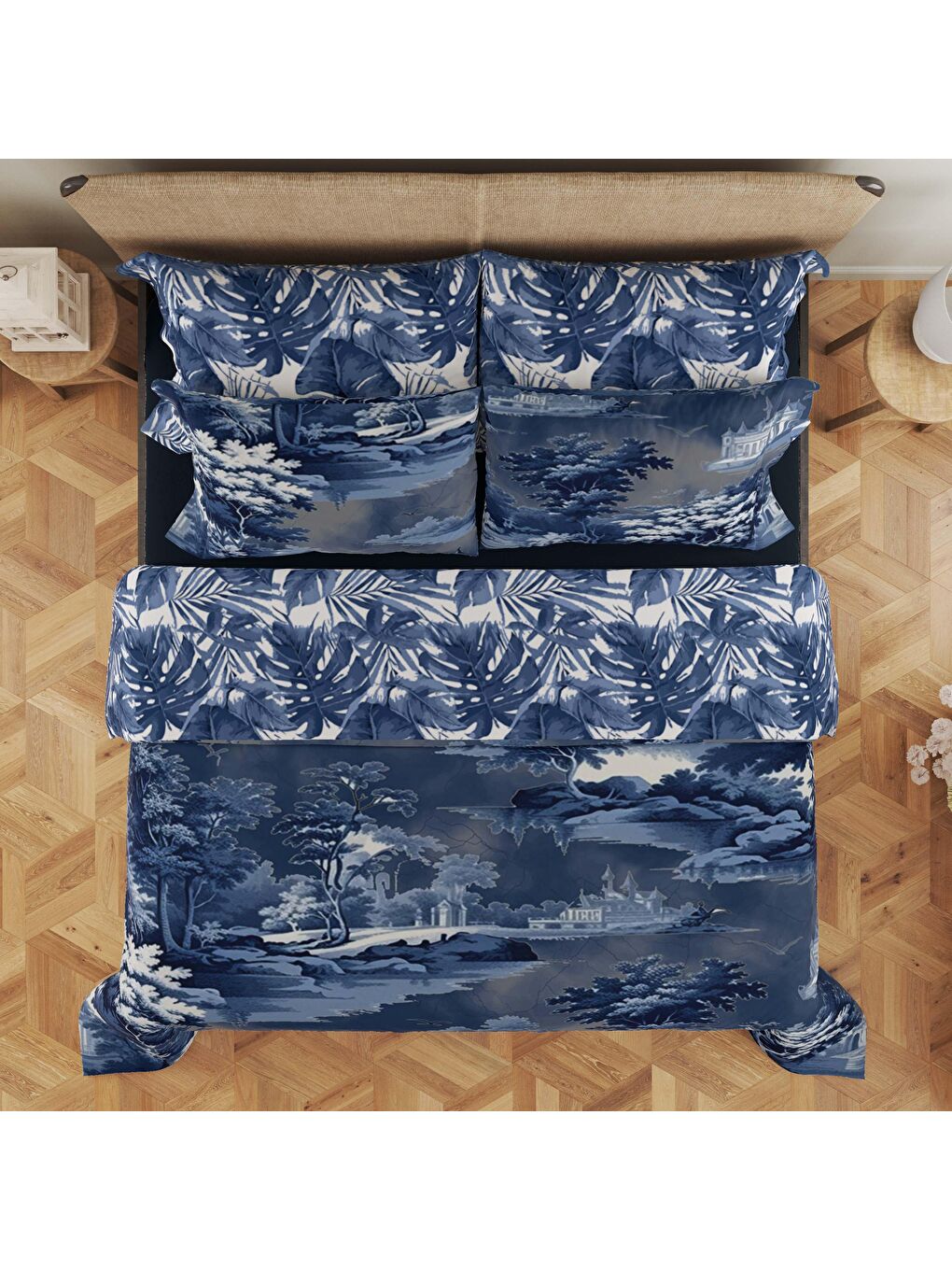 Karışık Baskılı,Desenli Çift Kişilik Nevresim Takımı (ÇARŞAFSIZ) 200x220 cm-1