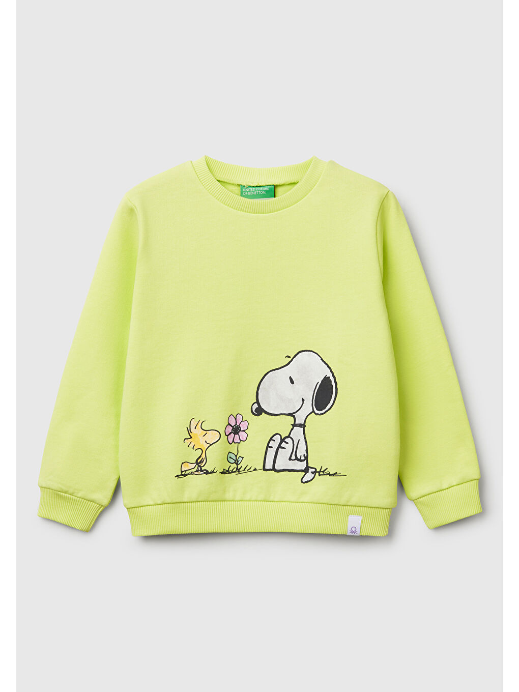 Kız Çocuk Sarı Peanuts Baskılı Logo Etiketli Bisiklet Yaka Sweatshirt