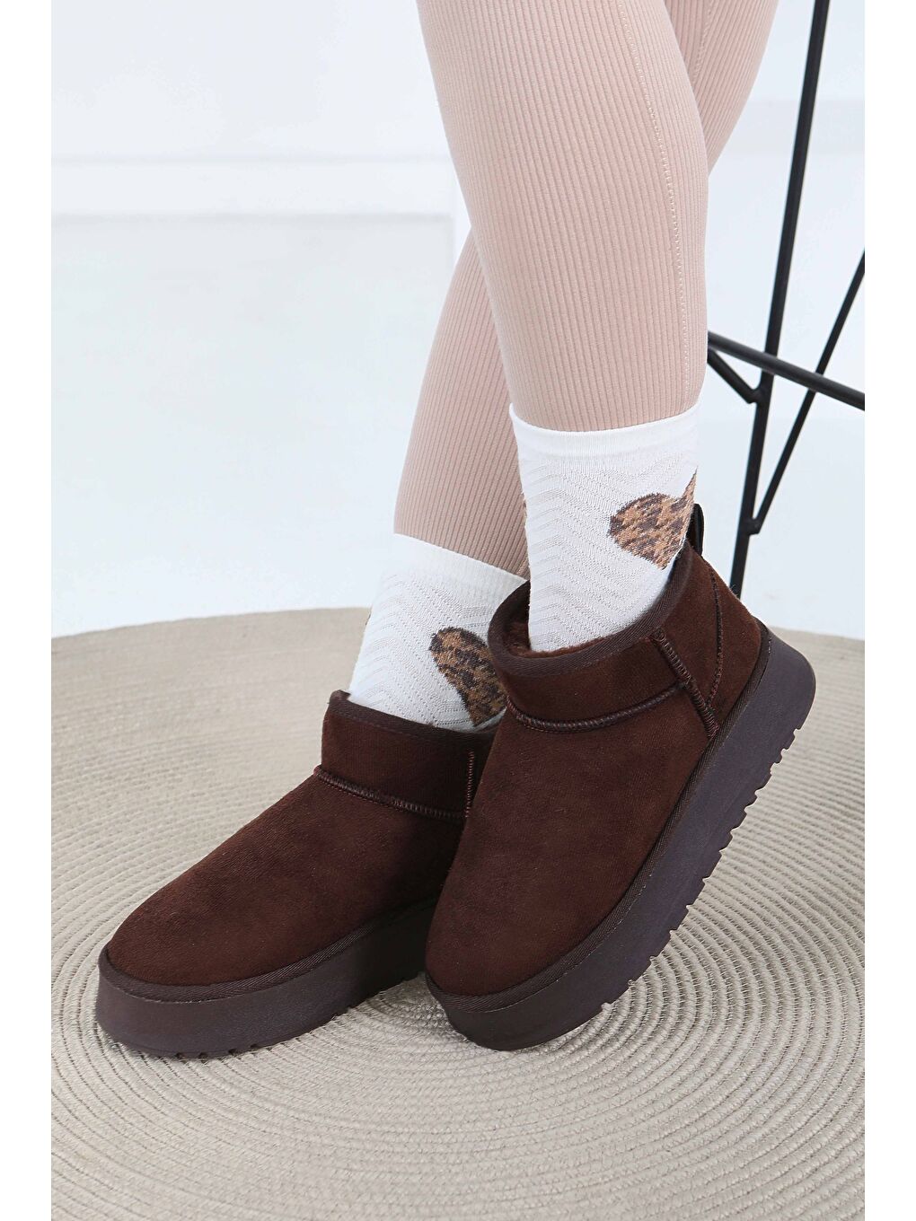 Kahverengi Kadın Kahve Yüksek Taban Yarım Süet Bot - 27783-KAHVE-1
