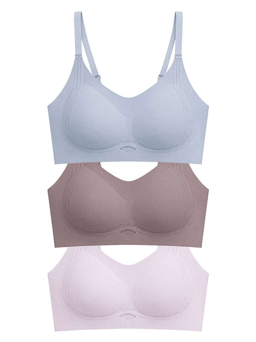 Karışık Seamless Bra - Elaris | Lazer Kesim Balensiz Dekolteli Şerit Detay Dikişsiz Kadın Sütyen 3'lü Paket