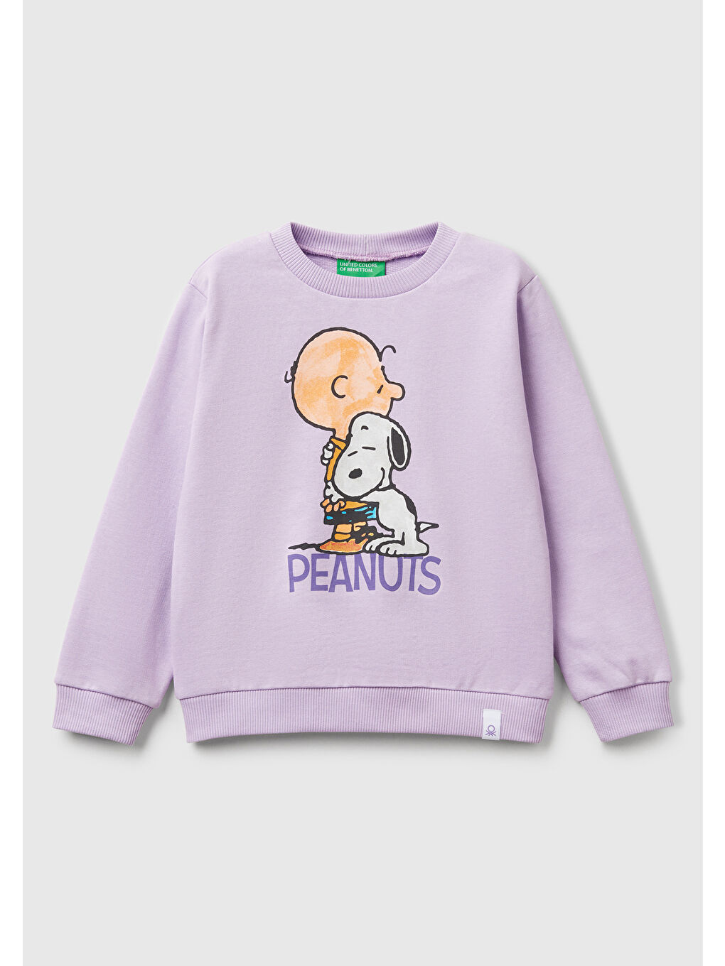 Kız Çocuk Lila Peanuts Baskılı Logo Etiketli Bisiklet Yaka Sweatshirt