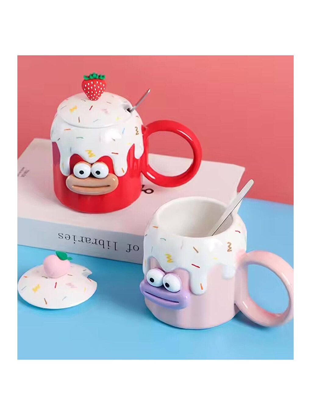 Karışık Sevimli Meyve Karakterli Seramik Kupa-2