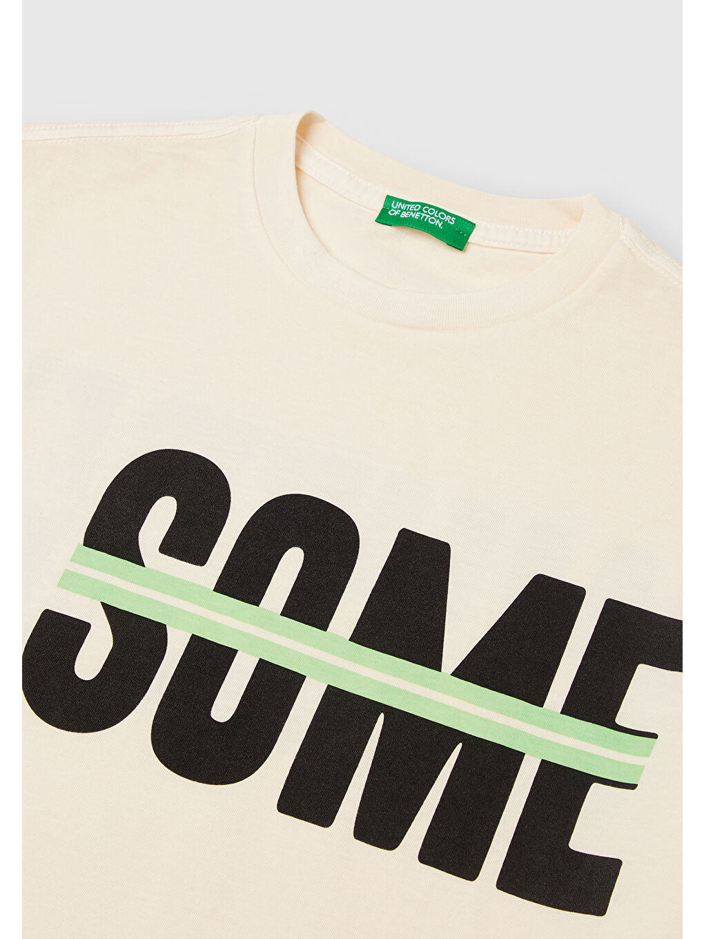 Erkek Çocuk Ekru Slogan Baskılı Soluk Efektli Tişört-1