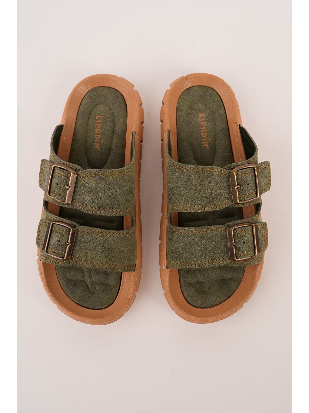 Haki AUGUSTA Ayarlanabilir Çift Tokalı Günlük Erkek Terlik