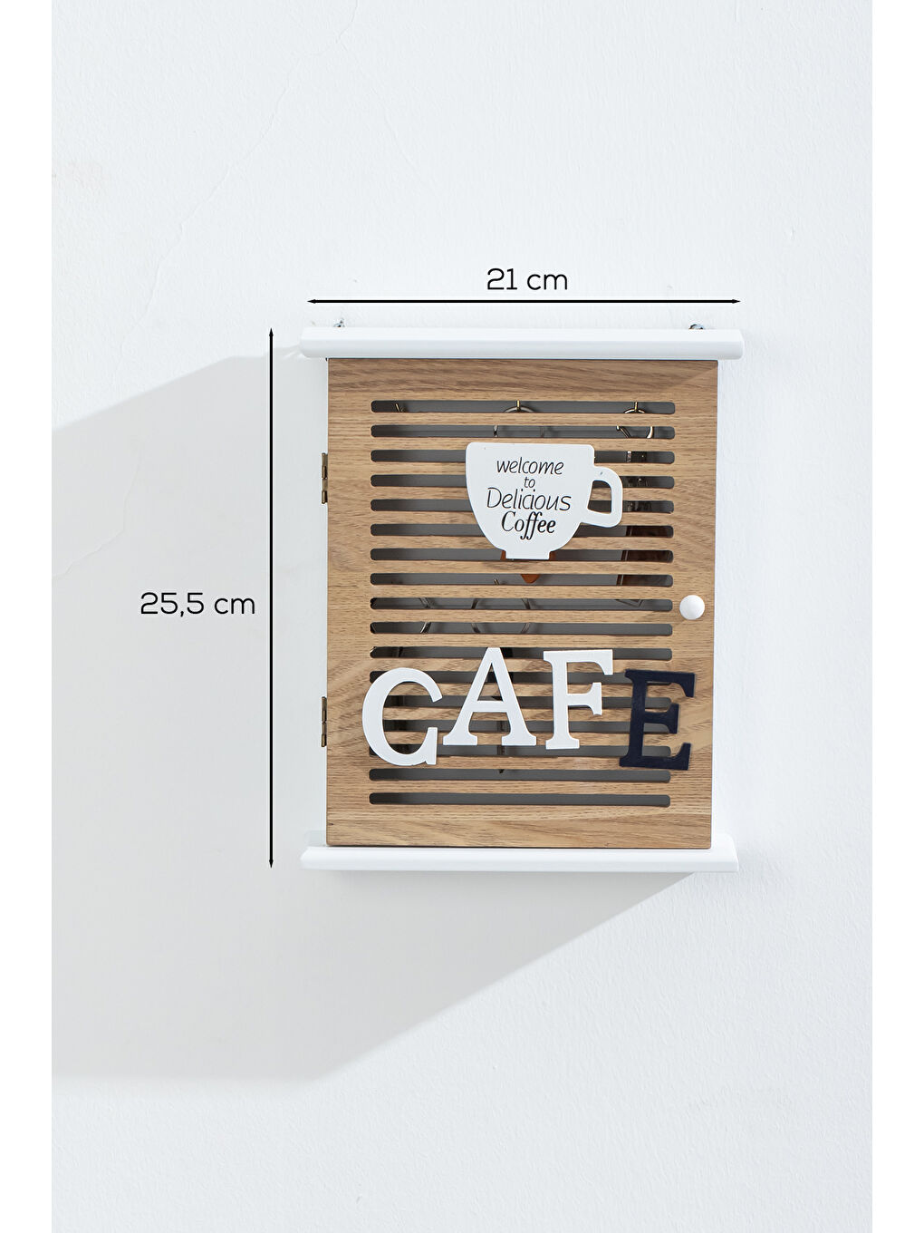 Kahverengi 2067 Duvara Montajlı Dekoratif Anahtarlık Dolabı - Duvar Askılı Anahtar Saklama Kabini-2