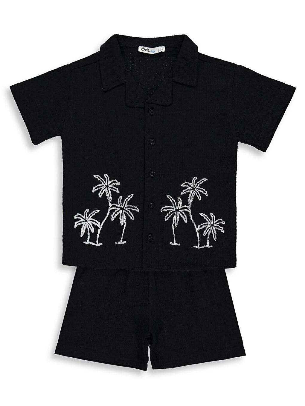 Boys Palmiye Baskılı Kaprili 2-5 Yaş Takım - Siyah