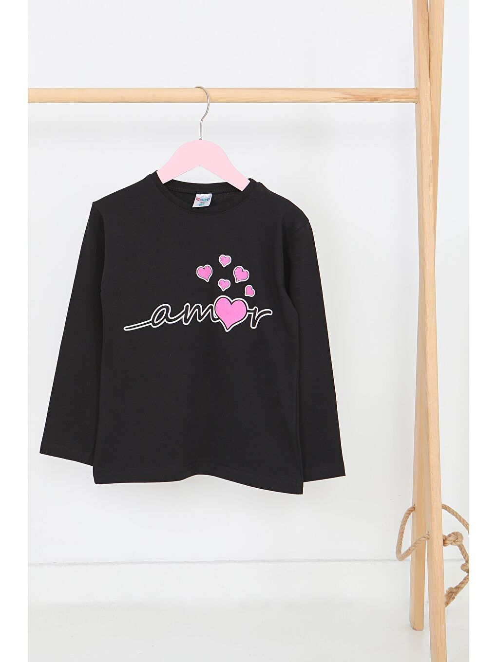 Kız Çocuk Siyah Uzun Kollu Baskılı Penye Badi - 27698