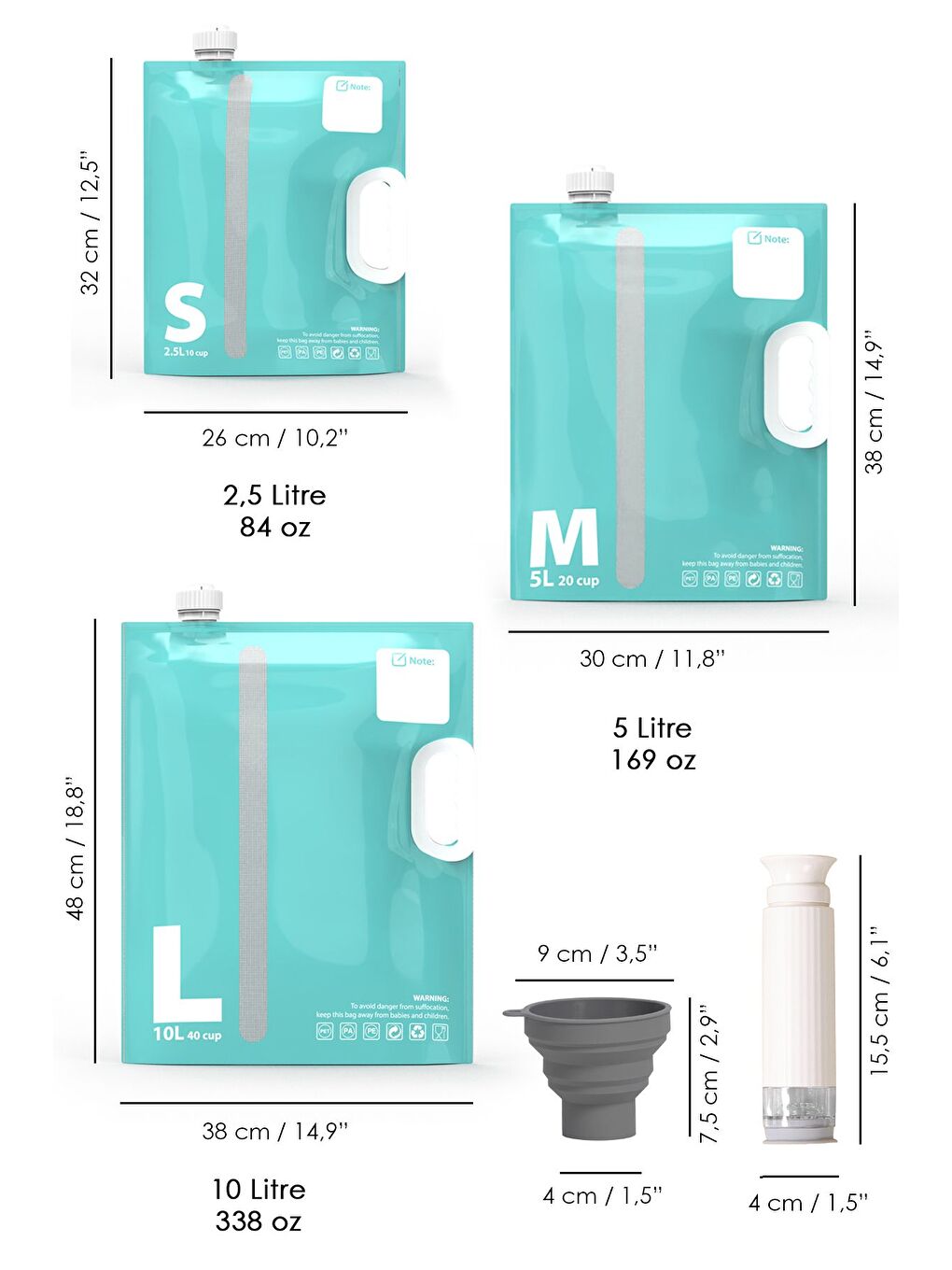 Yeşil 15 Parça Vaku mlu Saklama Poşeti Seti-6