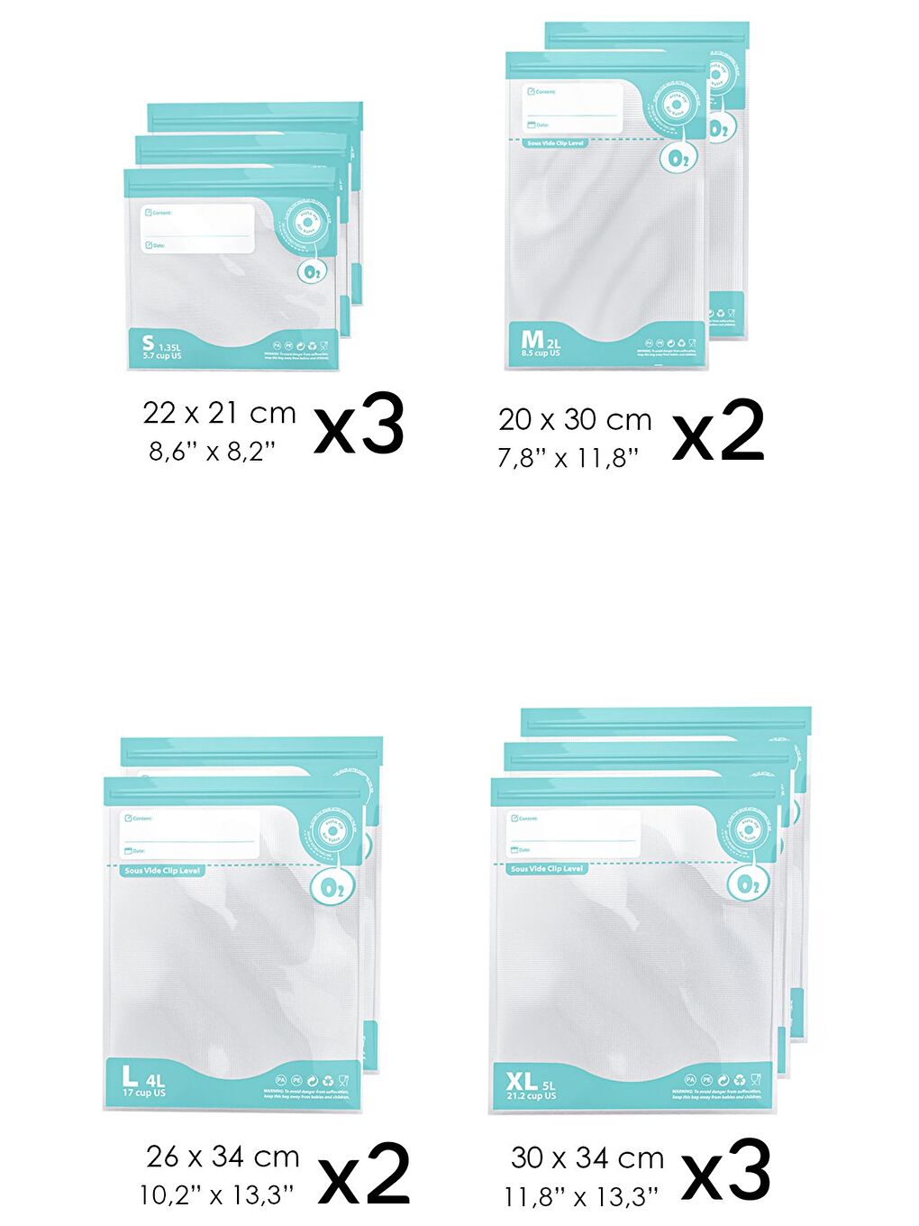 Yeşil 15 Parça Vaku mlu Saklama Poşeti Seti-7