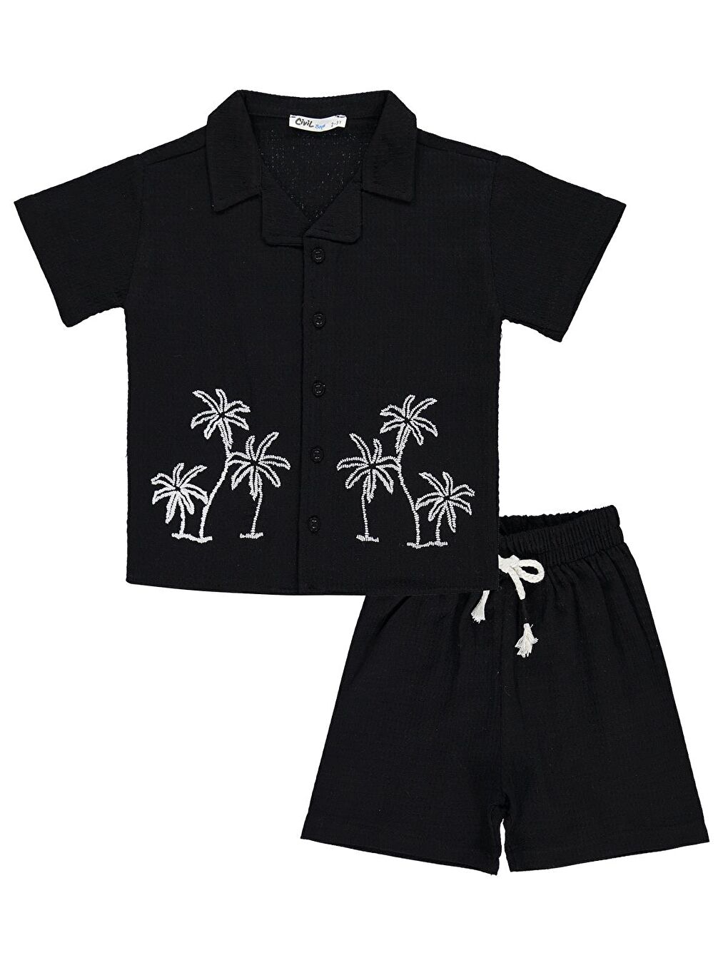 Boys Palmiye Baskılı Kaprili 2-5 Yaş Takım - Siyah-3