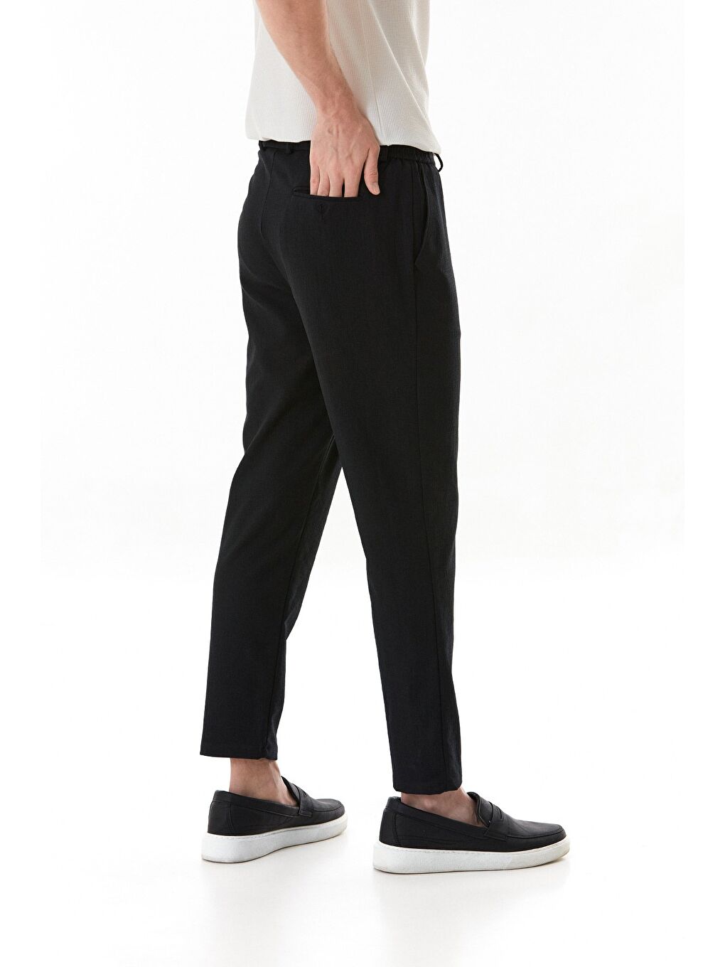 Siyah Beli Bağcıklı Jogger Pantolon-3