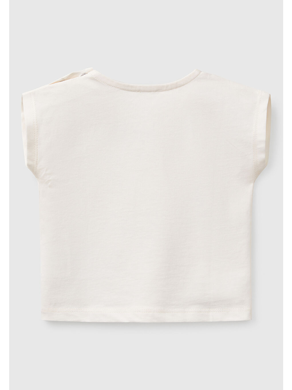 Bebek Ekru Grafik Baskılı Cep Detaylı Tişört-1