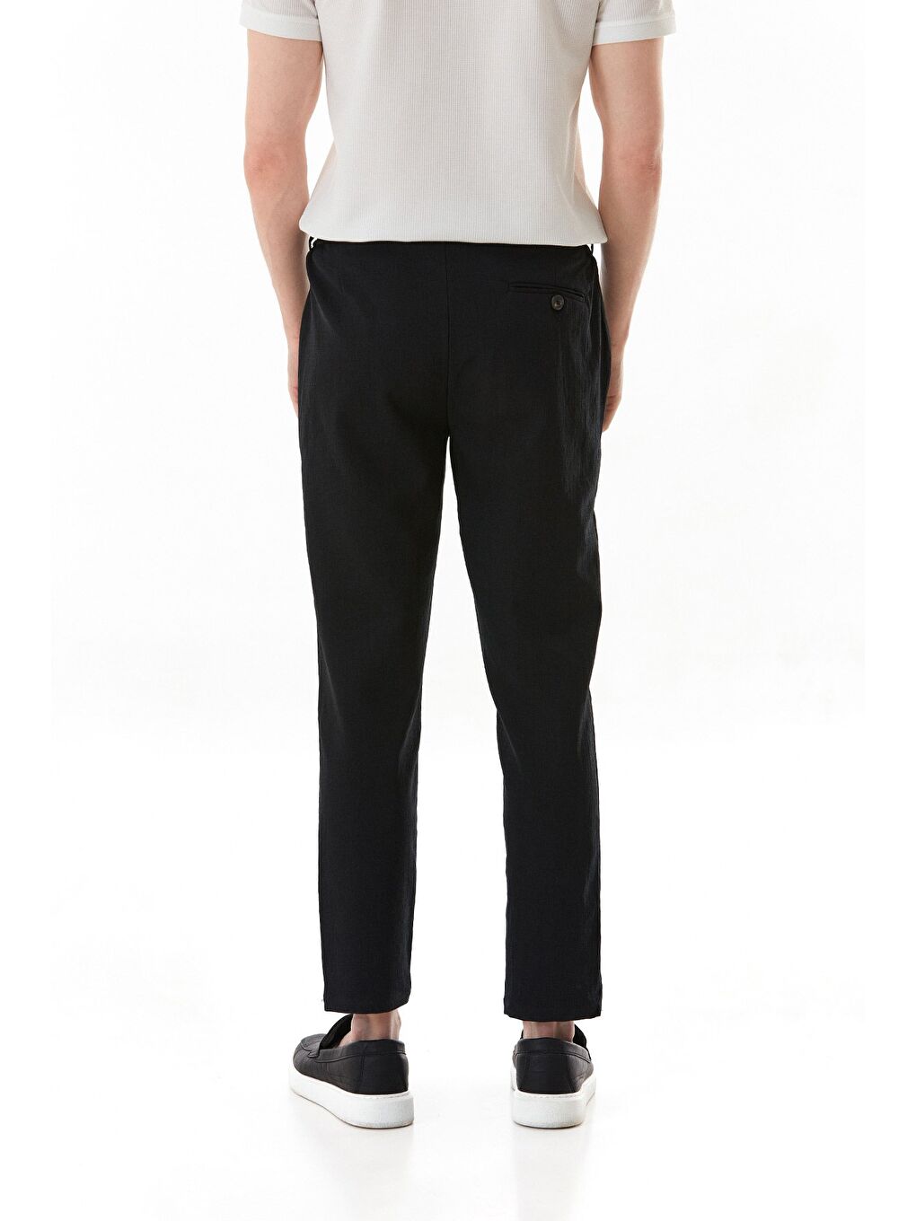 Siyah Beli Bağcıklı Jogger Pantolon-4