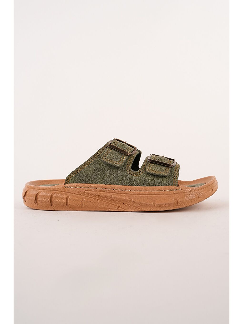 Haki AUGUSTA Ayarlanabilir Çift Tokalı Günlük Erkek Terlik-2