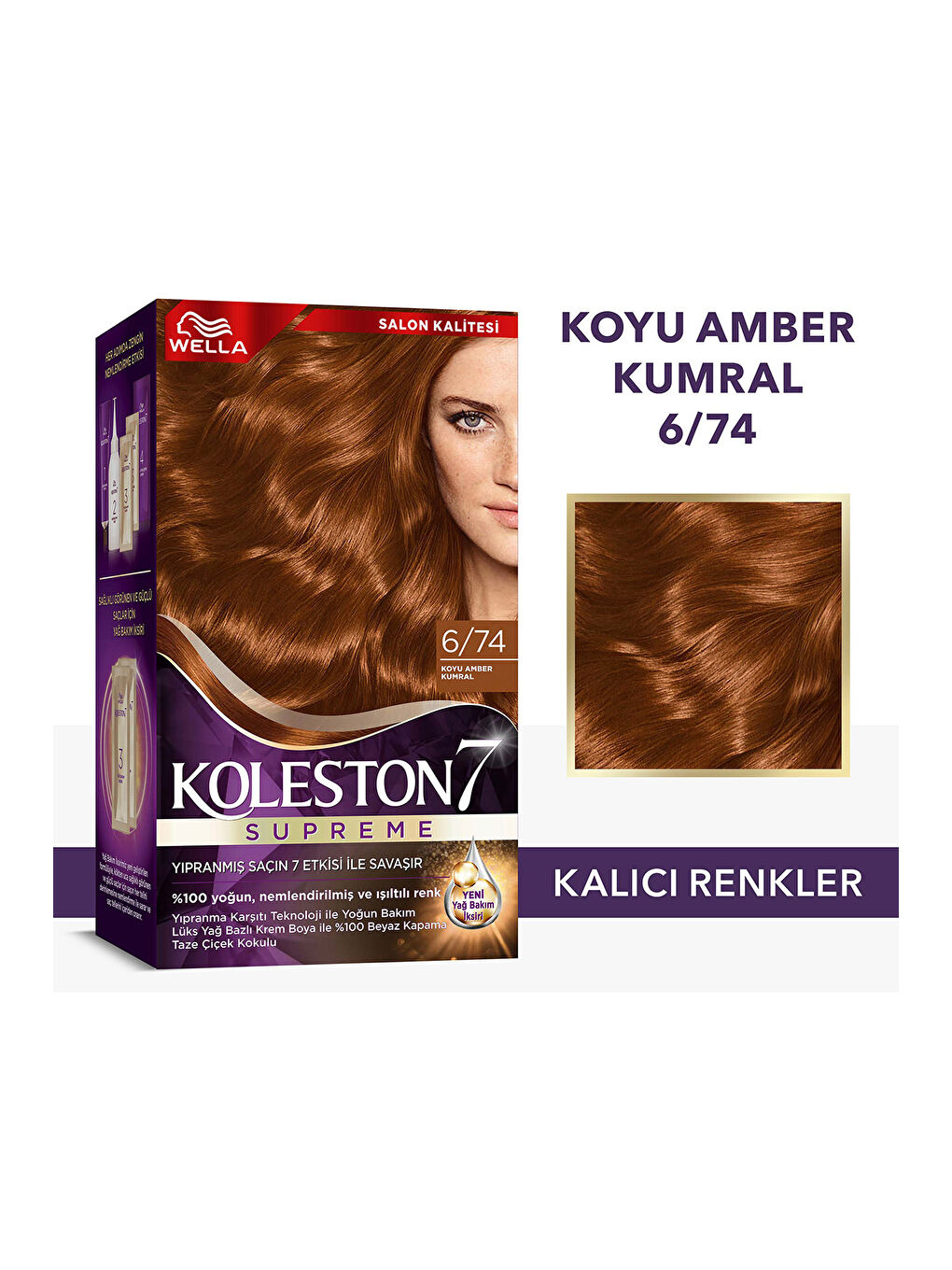 Wella Renksiz Koleston Supreme Saç Boyası 6/74 Koyu Amber Kumral