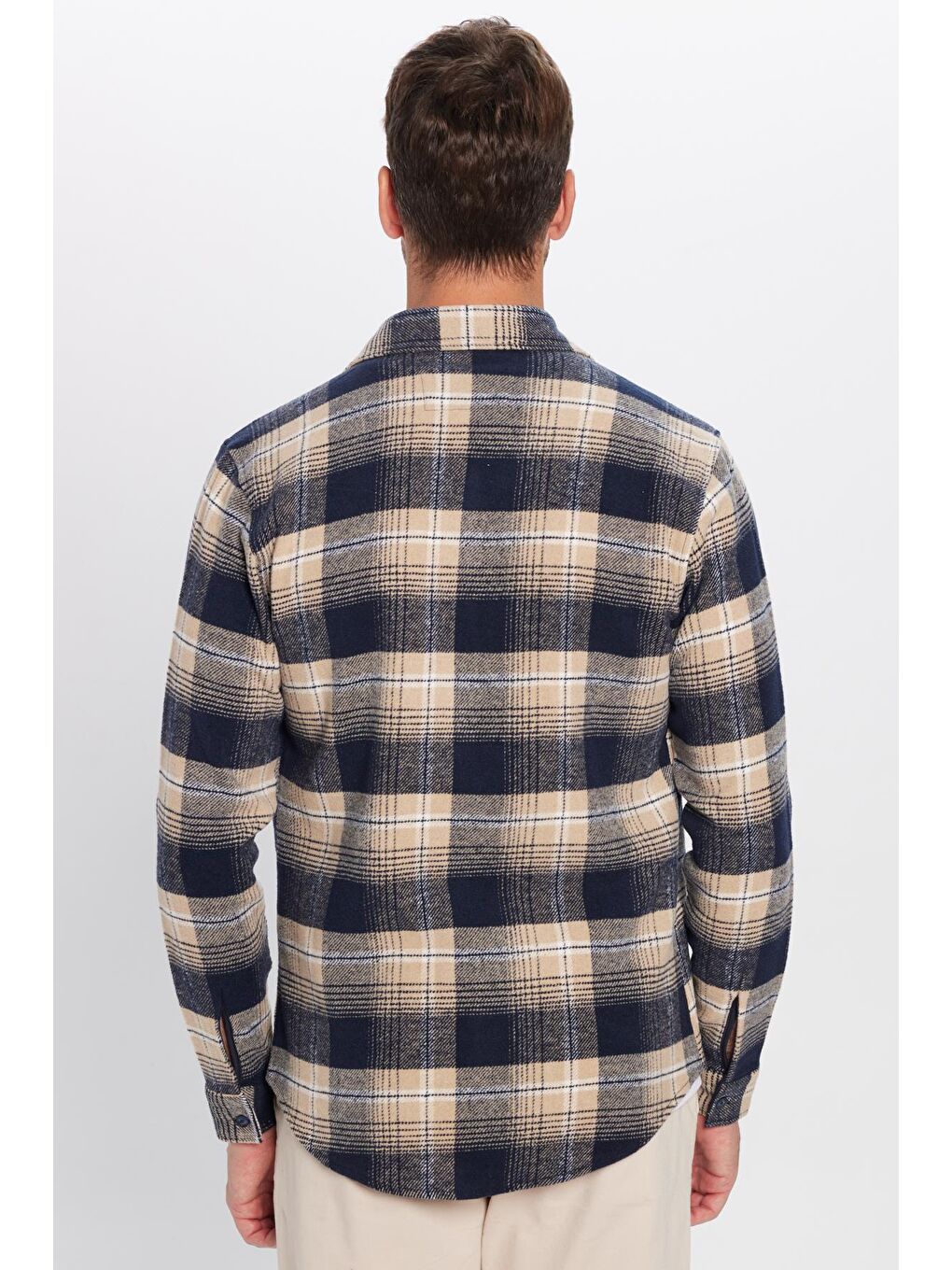 Karışık Erkek Slim Fit Dar Kesim Oduncu Tek Cepli Kareli Kışlık Gömlek-5