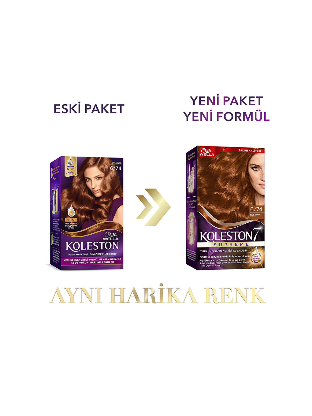 Wella Renksiz Koleston Supreme Saç Boyası 6/74 Koyu Amber Kumral - 1