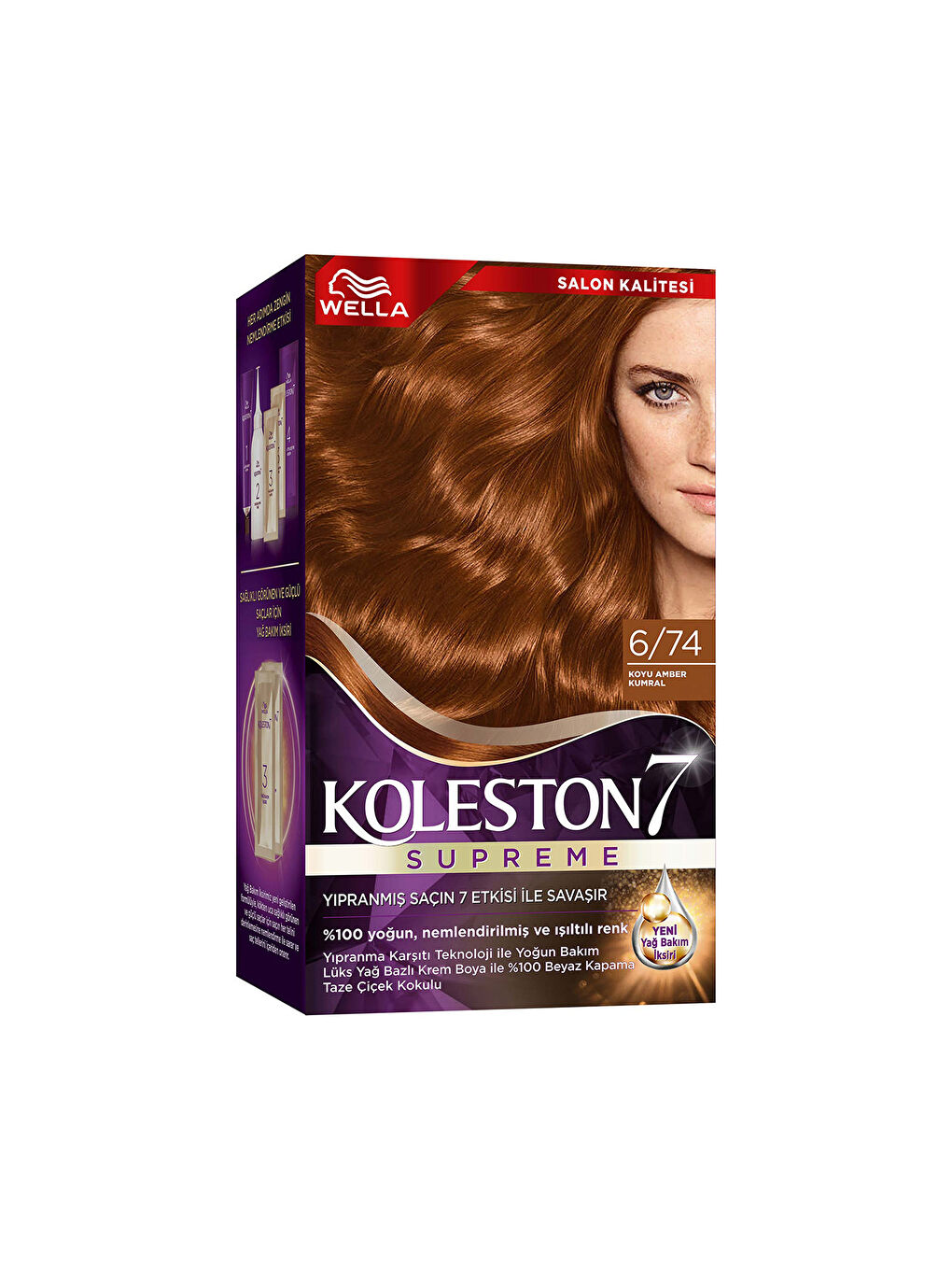 Wella Renksiz Koleston Supreme Saç Boyası 6/74 Koyu Amber Kumral - 2