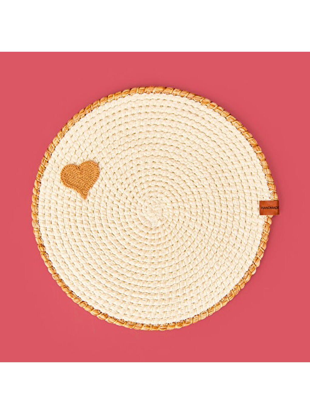 Soft Bej Kalp Nakışlı Supla - Ekru - 33x33 cm-1