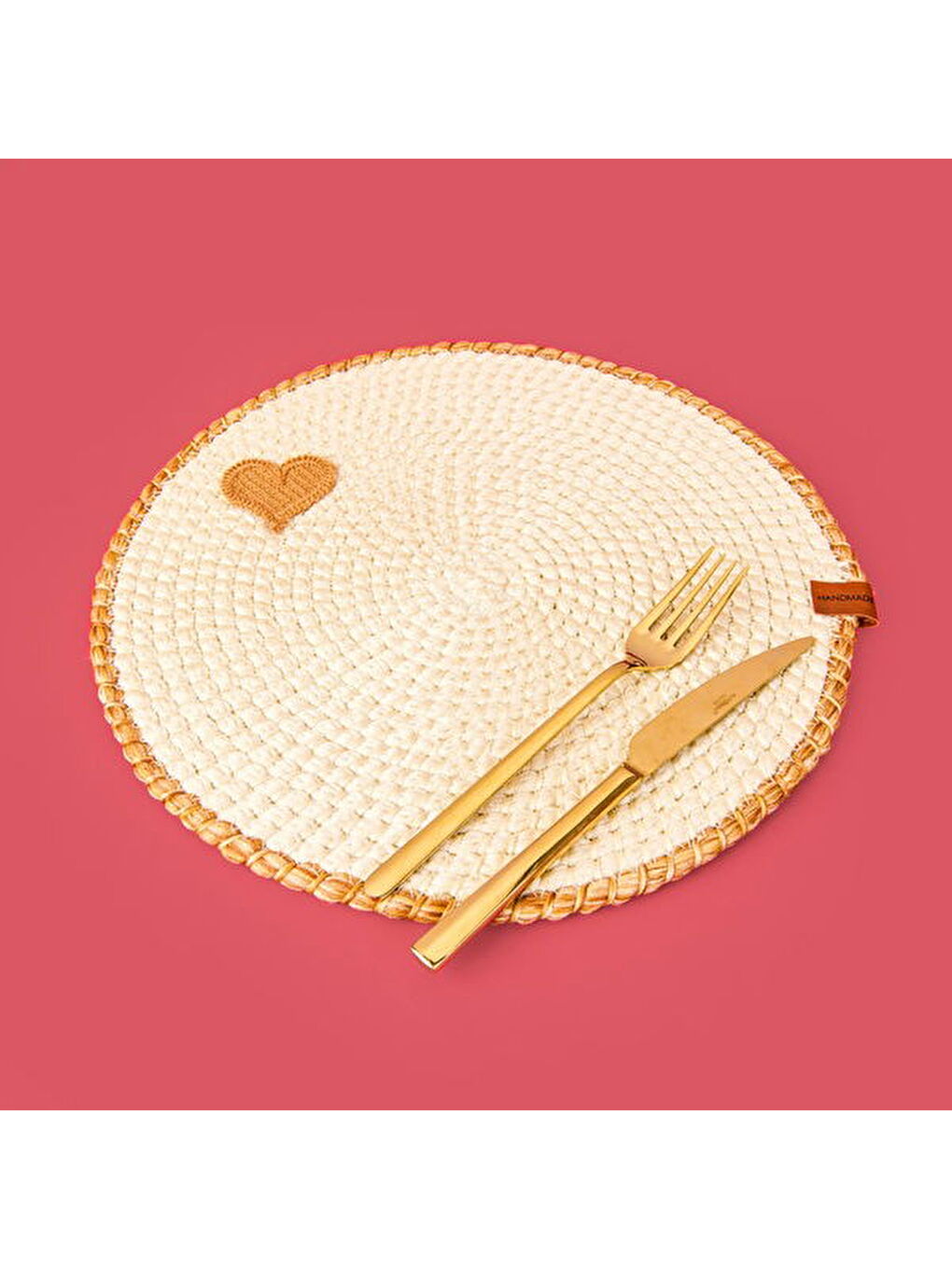 Soft Bej Kalp Nakışlı Supla - Ekru - 33x33 cm-2