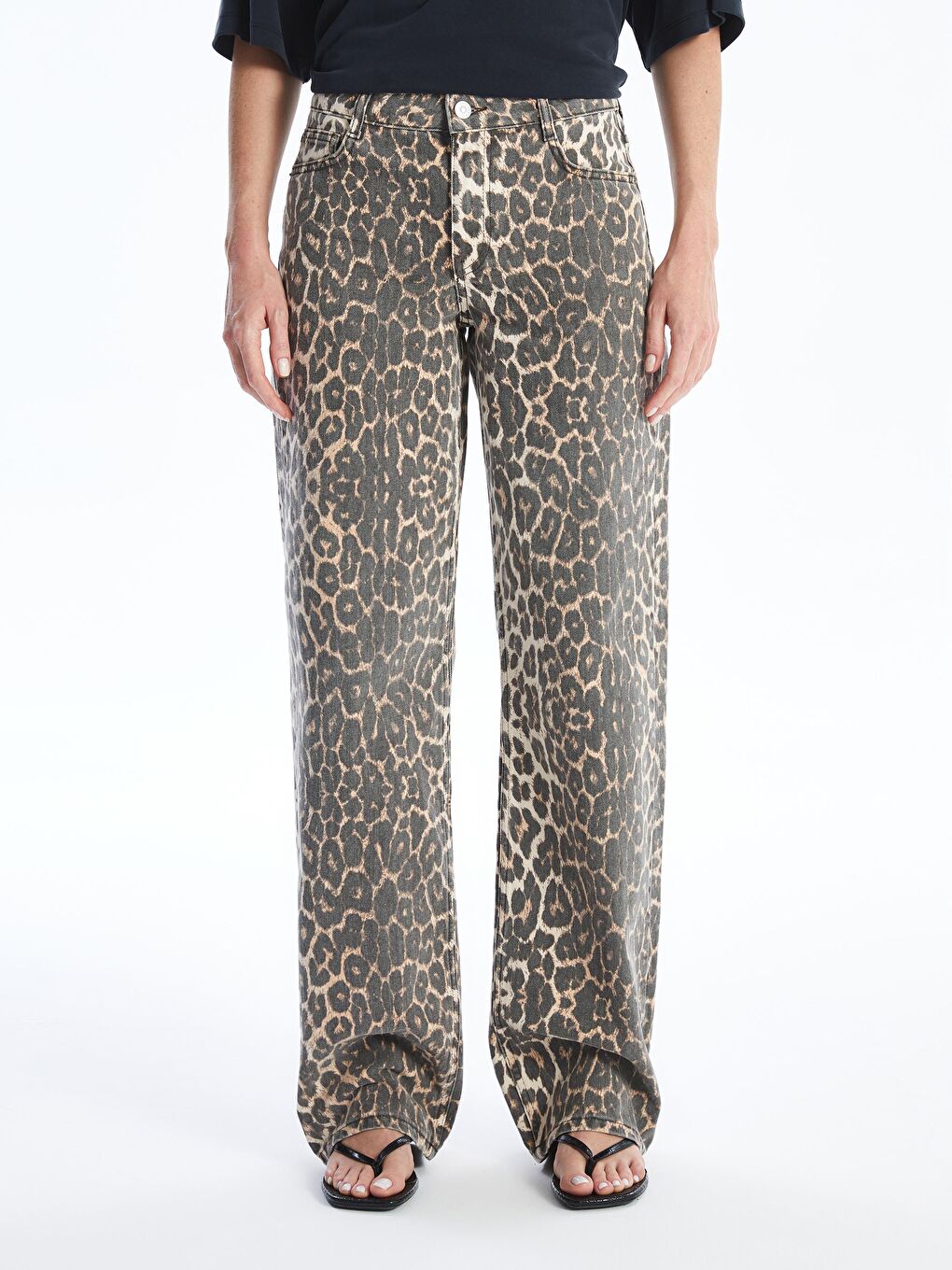 Dexia Kahverengi Rho - Leopar Desenli Denim Pantolon - 2