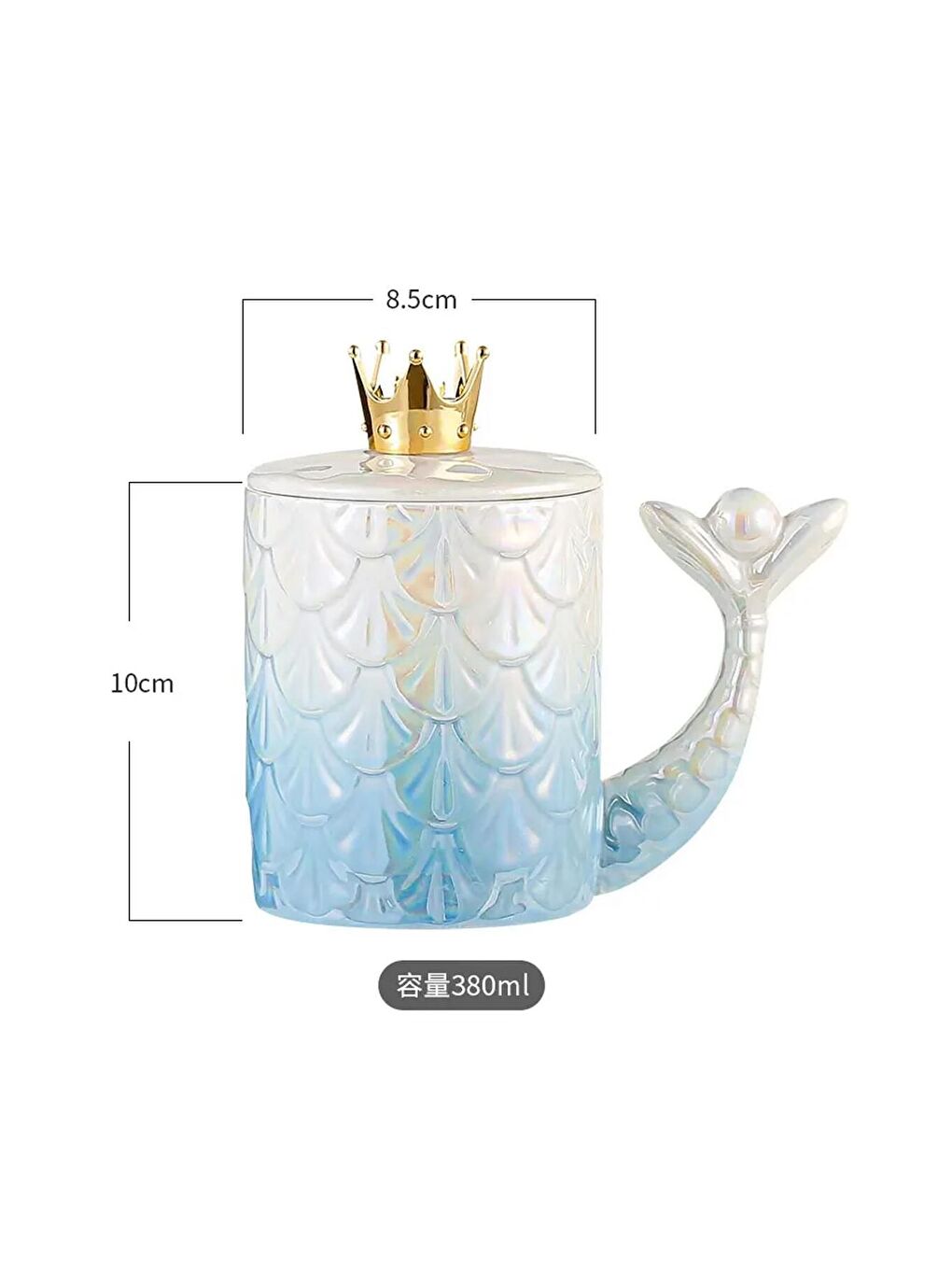 Karışık Deniz Kızı Taç Desenli Seramik Kupa-3