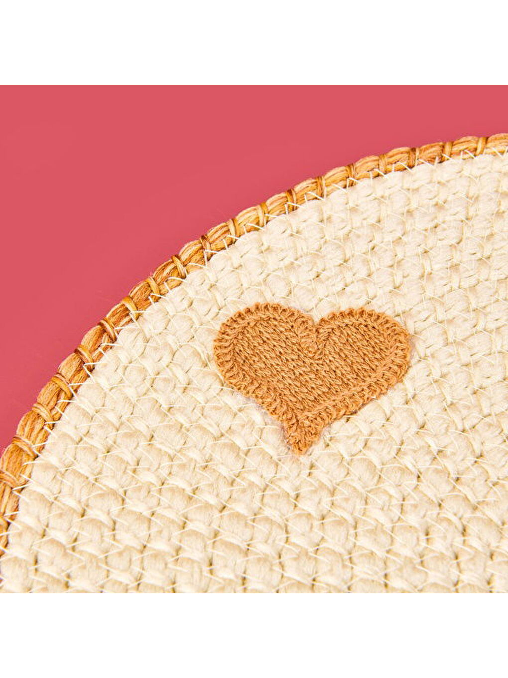 Soft Bej Kalp Nakışlı Supla - Ekru - 33x33 cm-6