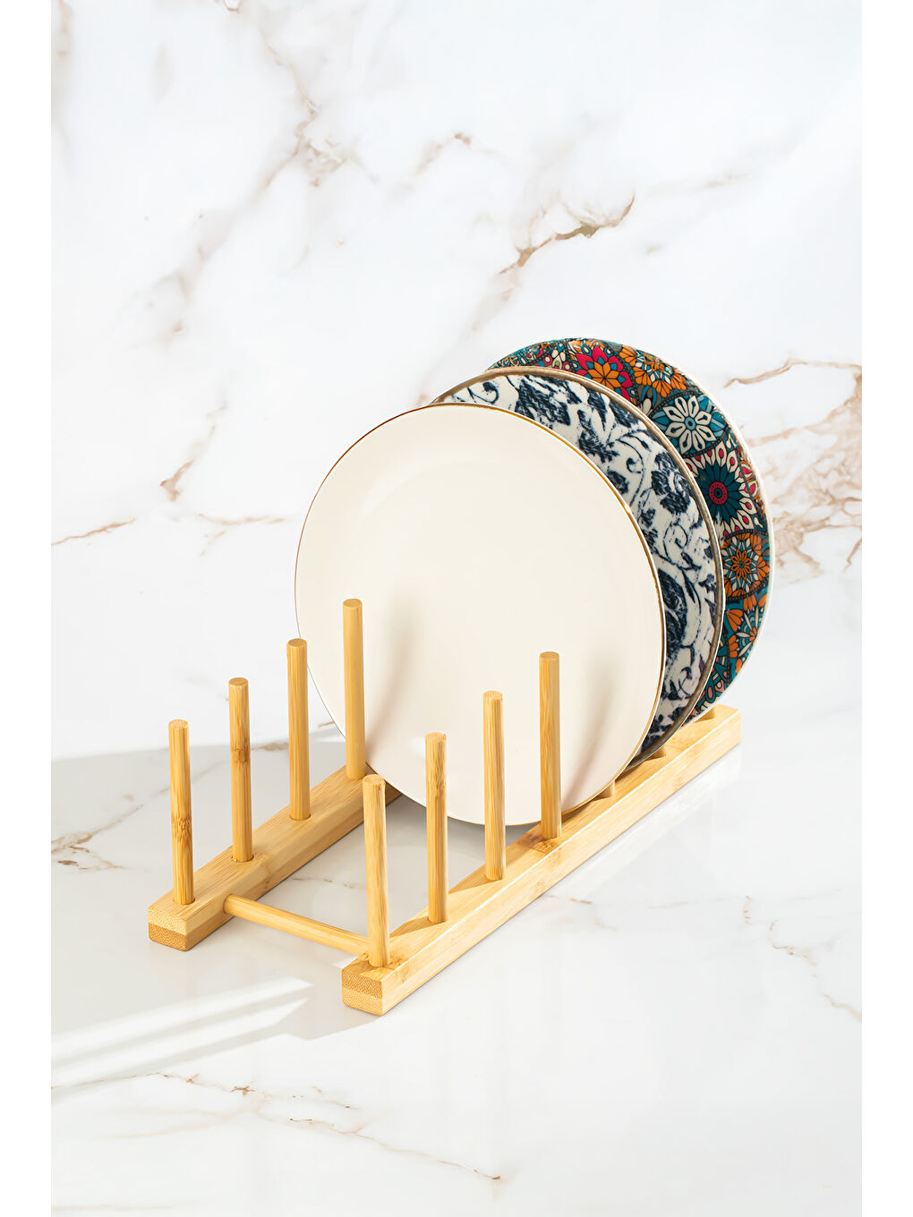 Kahverengi 2077 Mutfak Organizeri Ahşap Mutfak Düzenleyici Tabaklık Ahşap Bardaklık Tabak Standı Ahşap-1