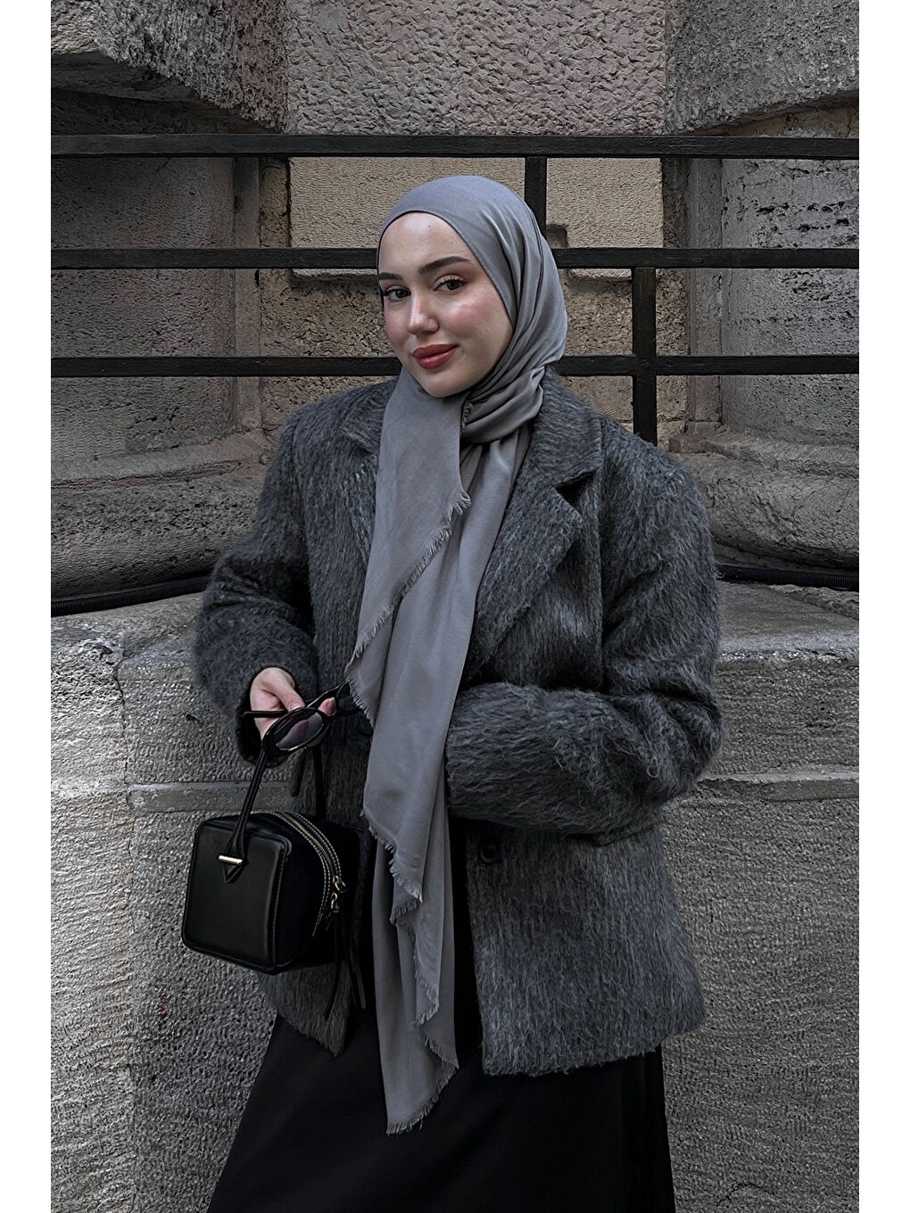 Modal Şal Koyu Gri-3