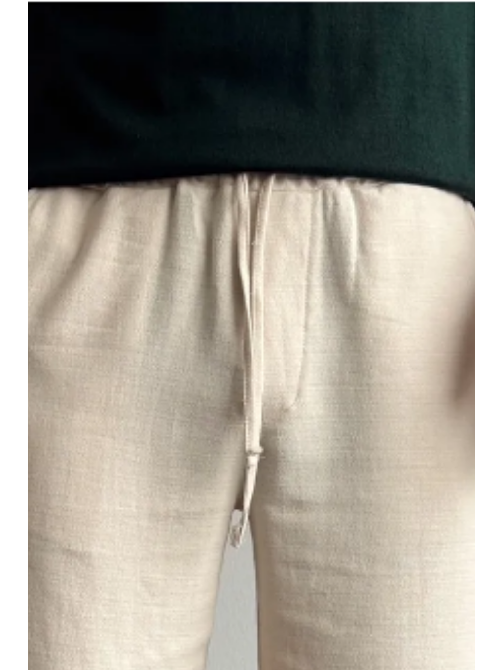 Erkek Bej Musli Lastikli Bağcıklı Regular Şort-2