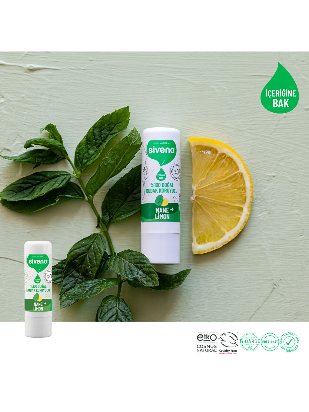 %100 Doğal Dudak Koruyucu Nane & Limon Bitkisel Lipbalm Krem Nemlendirici Parlatıcı Onarıcı 6-1