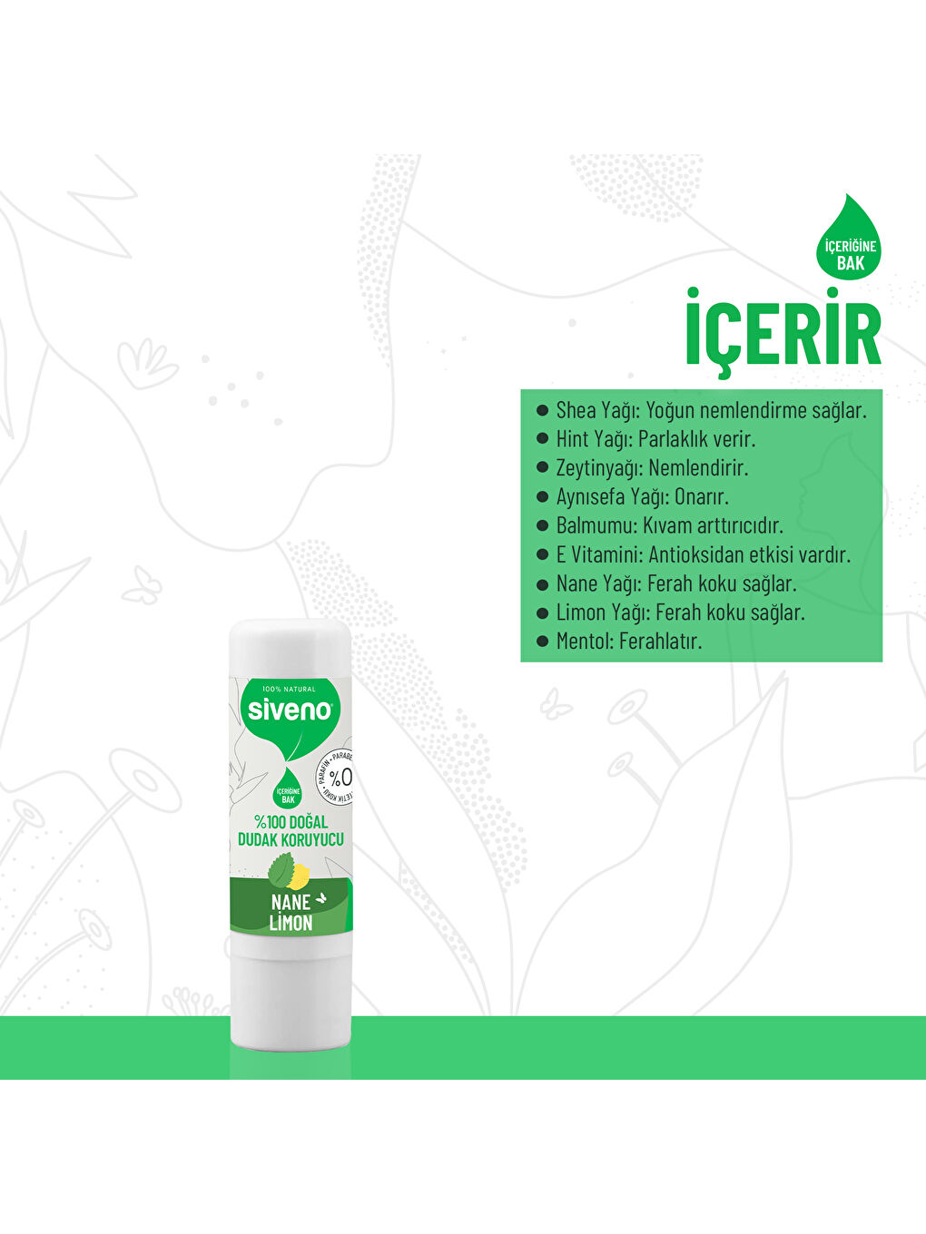 %100 Doğal Dudak Koruyucu Nane & Limon Bitkisel Lipbalm Krem Nemlendirici Parlatıcı Onarıcı 6-2