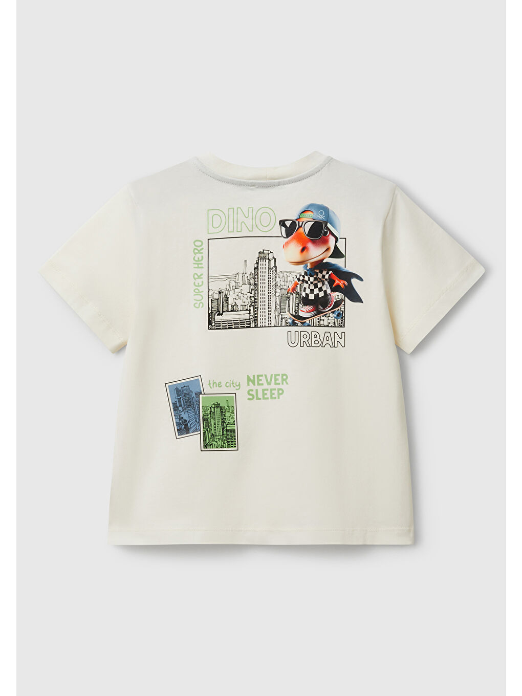 Erkek Çocuk Ekru Fotoğraf Baskılı Bisiklet Yaka Tişört-1