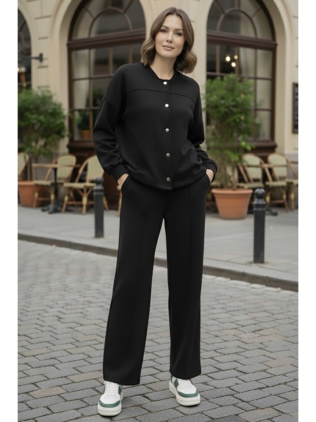 Çıtçıtlı Modaal İkili Takım Siyah - 28061-SIYAH