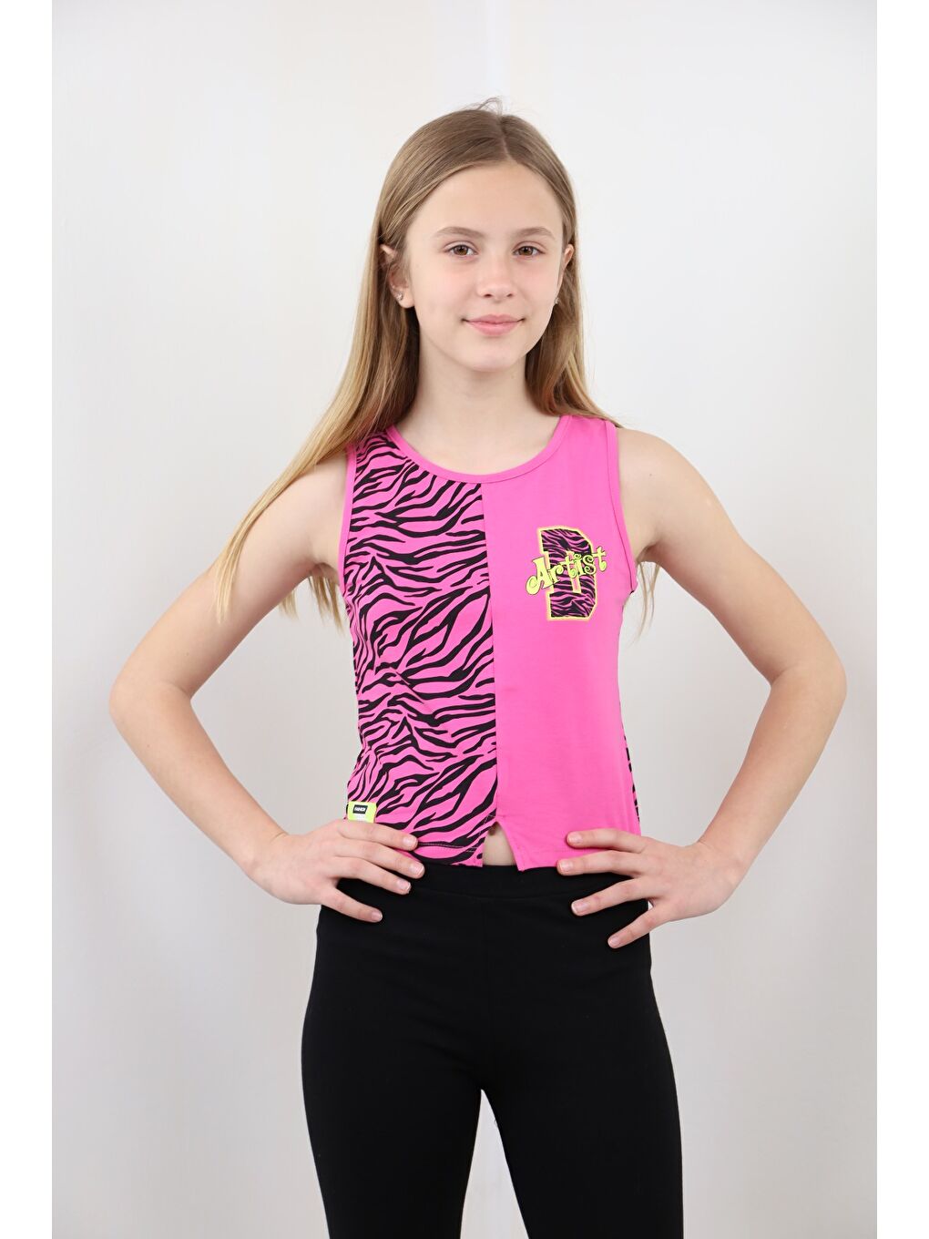 Fuşya Kız Çocuk Baskılı Atlet