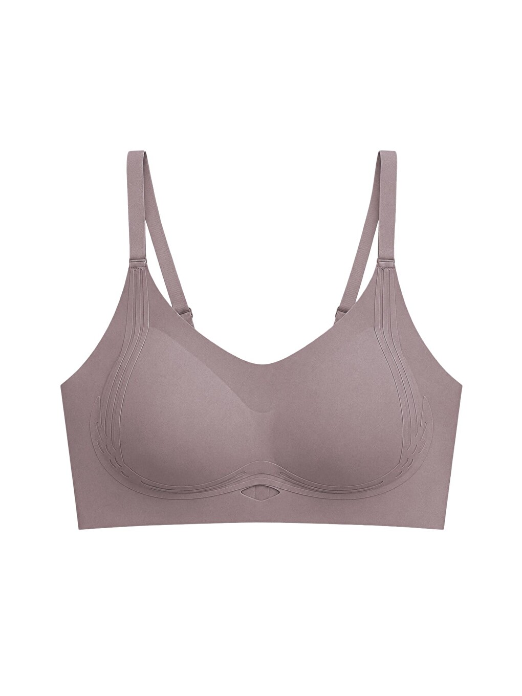 Seamless Bra - Elaris | Kahverengi Lazer Kesim Balensiz Dekolteli Şerit Detay Dikişsiz Kadın Sütyen