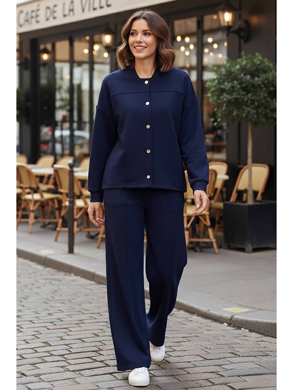 Çıtçıtlı Modaal İkili Takım Lacivert - 28061-LACIVERT-1