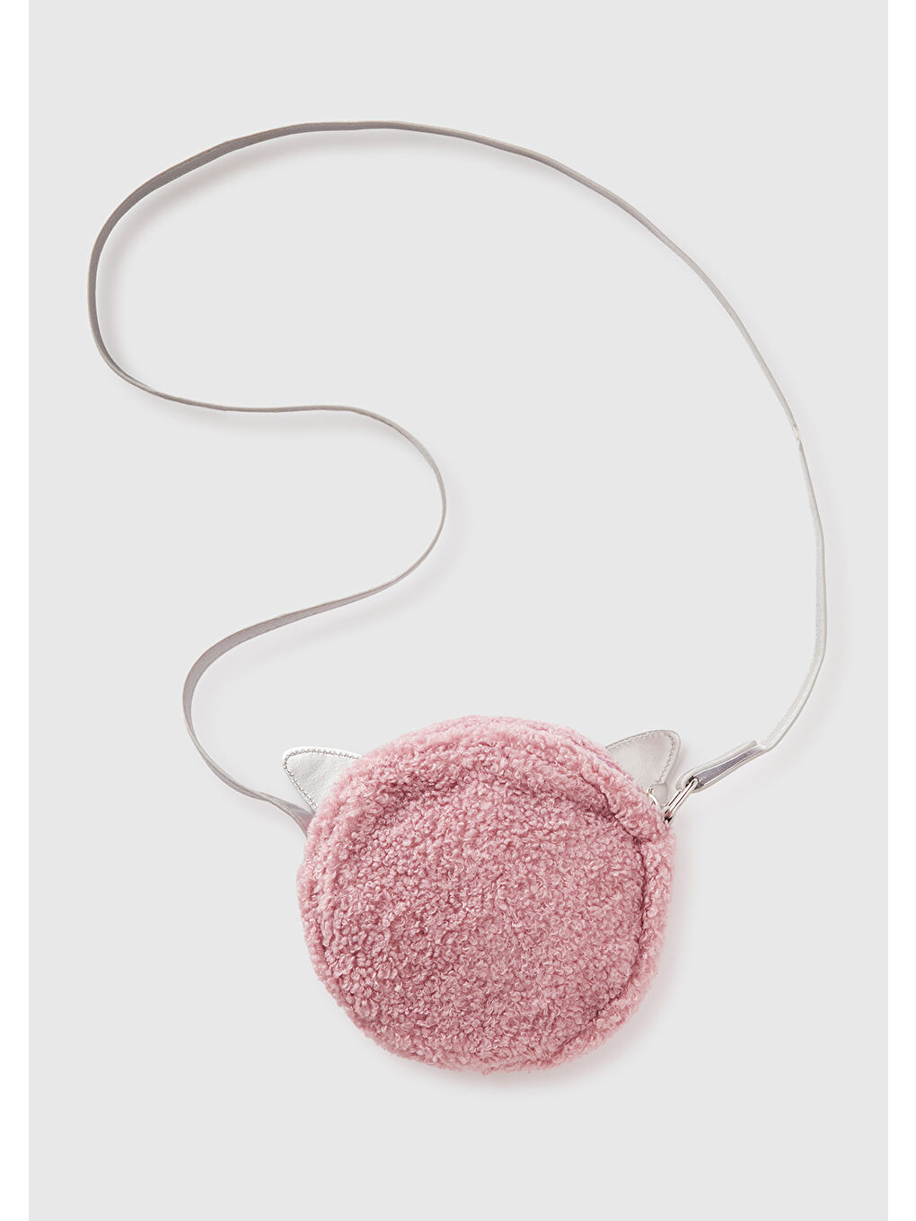 Pembe Kız Çocuk Gül Kurusu Logo Detaylı Kulaklı Yuvarlak Çanta-1