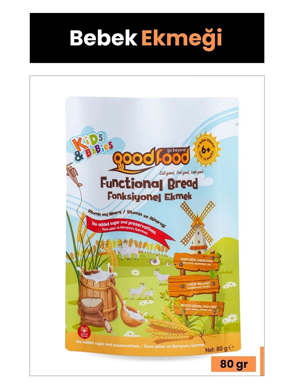 Keçi Sütlü, Keçiboynuzlu Vitamin Ve Mineralli Bebek Ekmeği 80 gr - Bebek Ve Çocuklara Özel