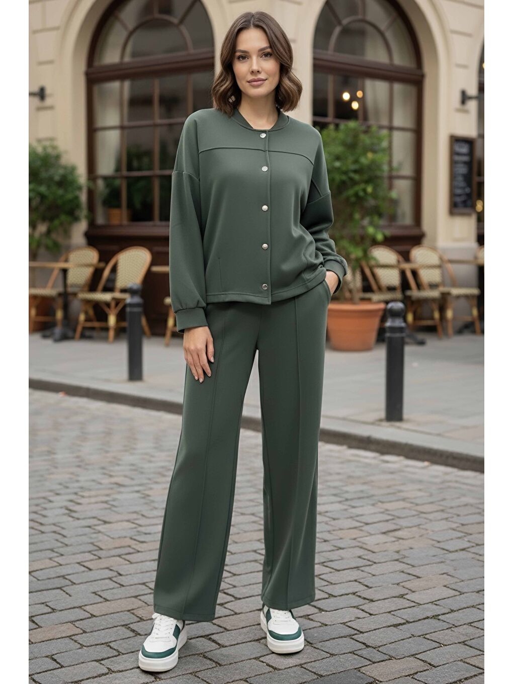 Çıtçıtlı Modaal İkili Takım Haki - 28061-HAKI