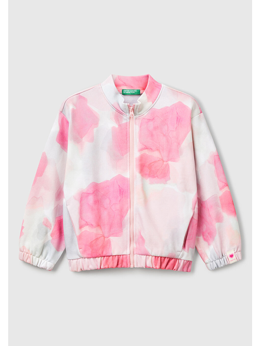 Kız Çocuk Pembe Mix Tamamı Desenli Logo Etiketli Hafif Oversize Sweatshirt