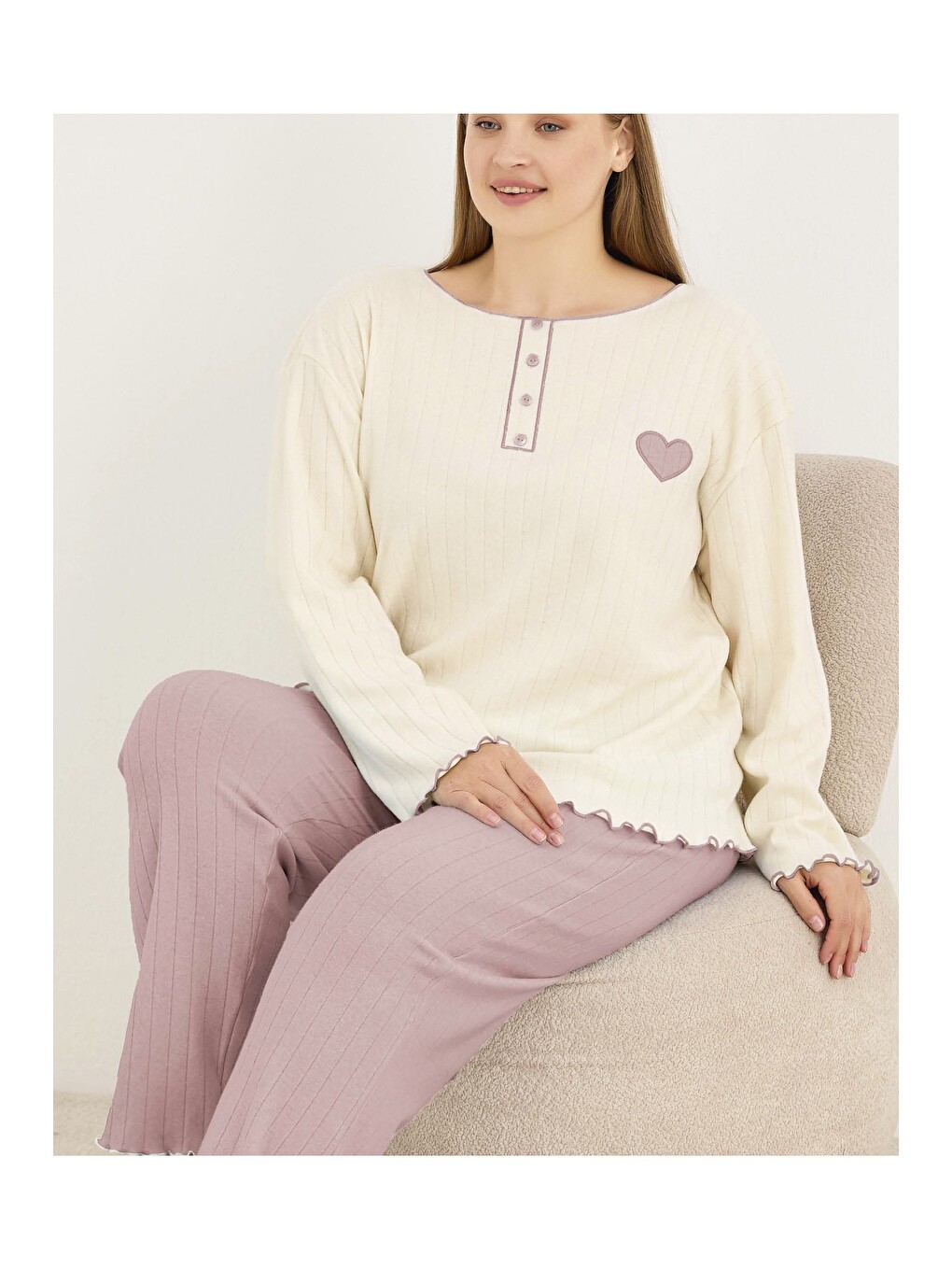 Pembe Beden Örme İnterlok Pijama Takım25228002