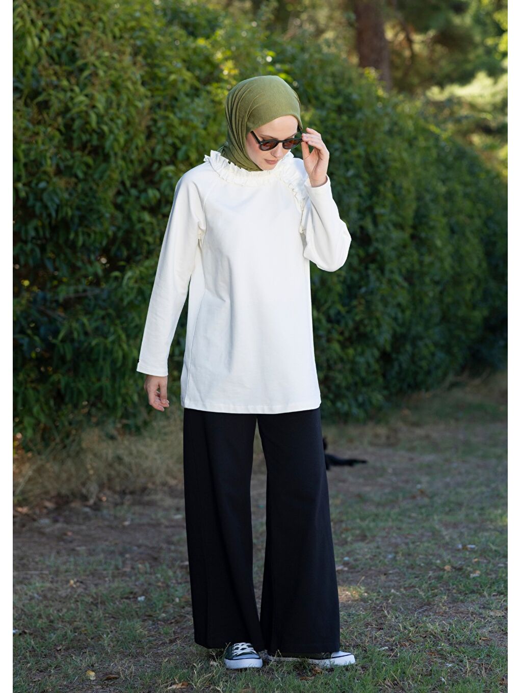 Tesettür Eşofman Üstü -Ekru-2