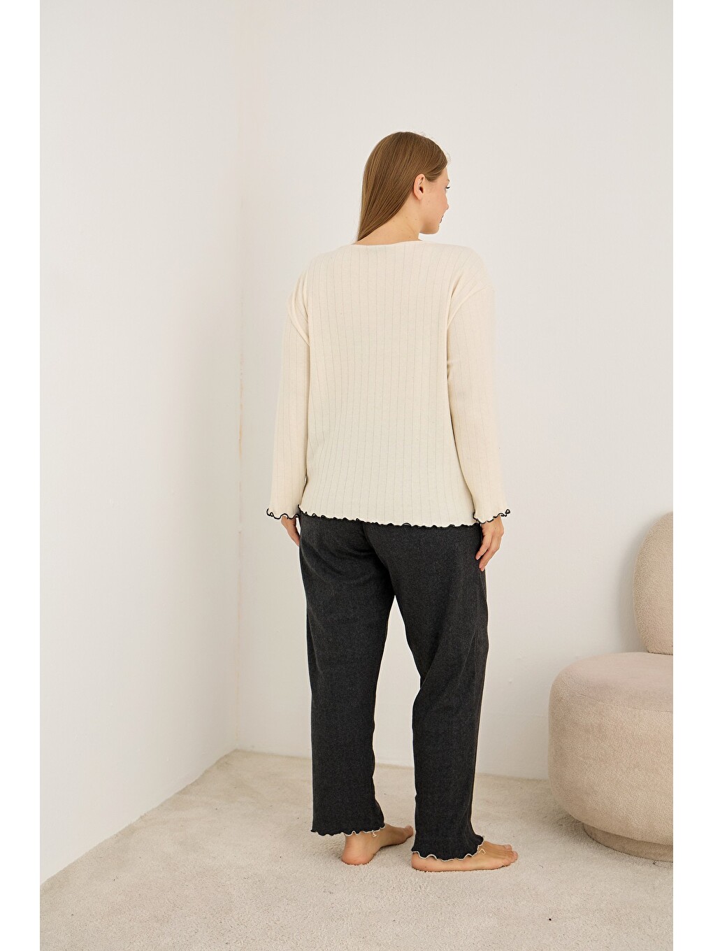 Antrasit Beden Örme İnterlok Pijama Takım25228002-3