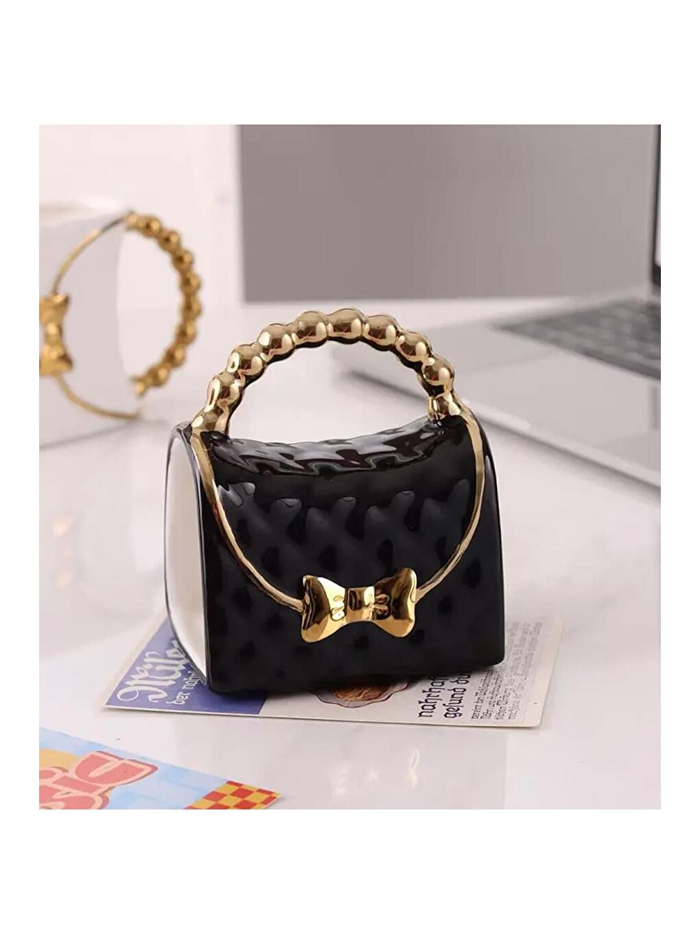 Karışık Çanta ve Zincir Detaylı Seramik Kupa-4