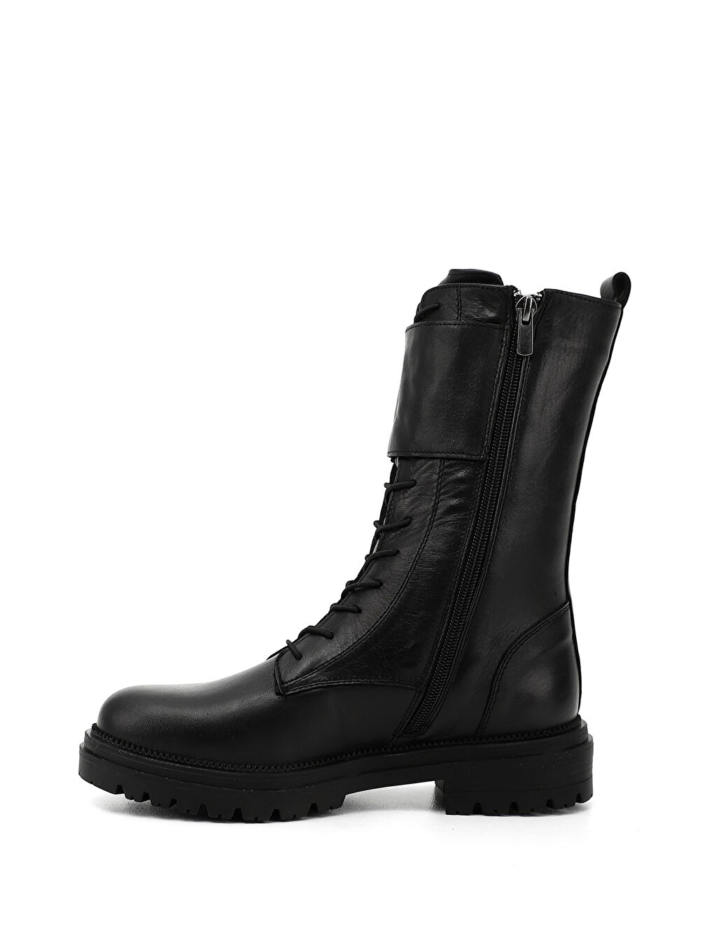 Mor Kadın ZÜMRÜT-SİYAH Fermuarlı Hakiki Deri Postal Bot-2