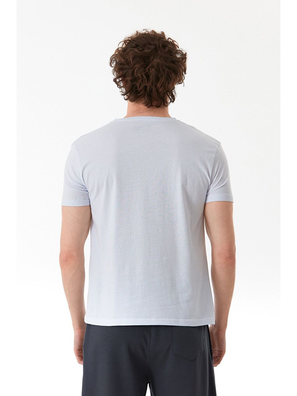 Beyaz Boston Yazı Baskılı Bisiklet Yaka %100 Pamuk Tişört-3