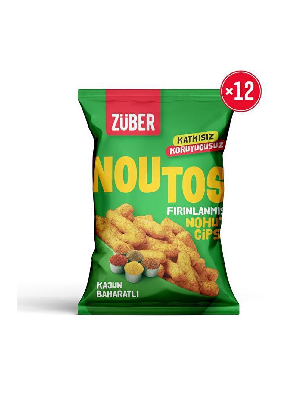 Züber Renksiz Noutos Fırınlanmış Nohut Cipsi Kajun Baharatlı  55g X 12 Paket